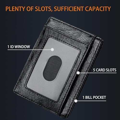 Image of Travelambo Slim Wallet Front Pocket Minimalist Leather RFID Blocking Medium Size