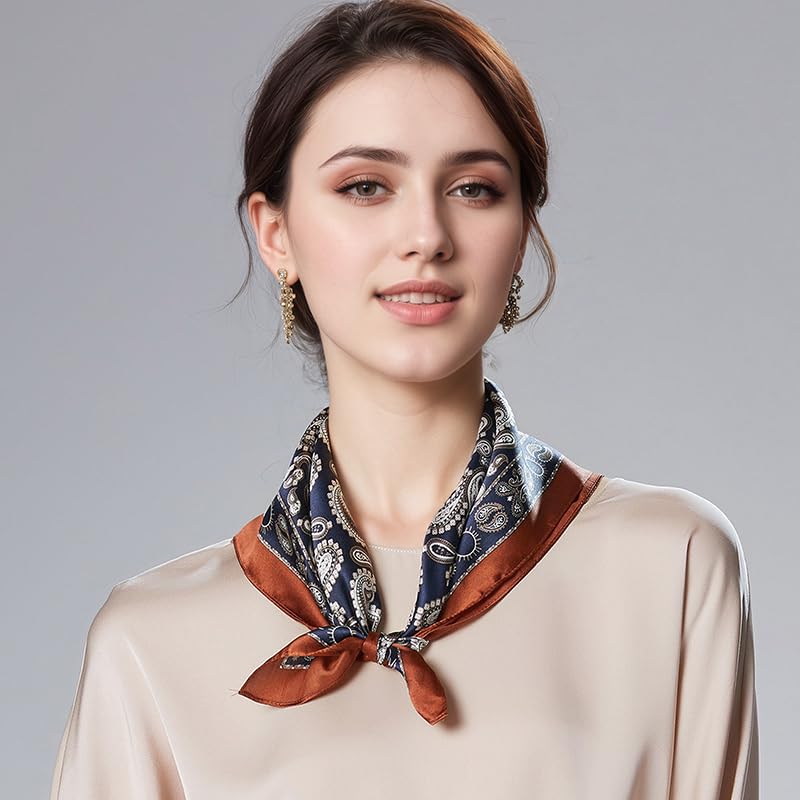 Image of ANDANTINO 100% Mulberry Silk Scarf -21 inch Square Neckerchief with Gift Packed