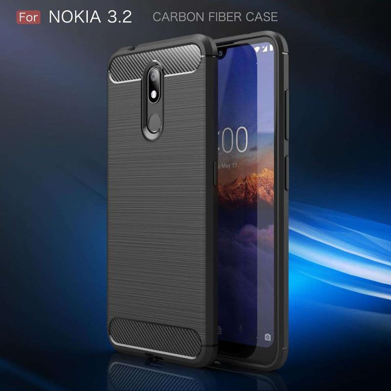 Image of Hybrid Carbon Fiber Back Case for Nokia 3.2 (Black)