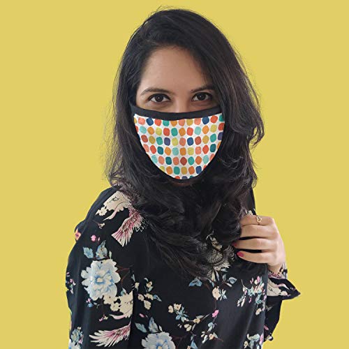Image of Face Mask 3 Layer Printed Reusable Washable Cloth Face Mask - Designer Trendy Unisex - Colorful Square Pattern
