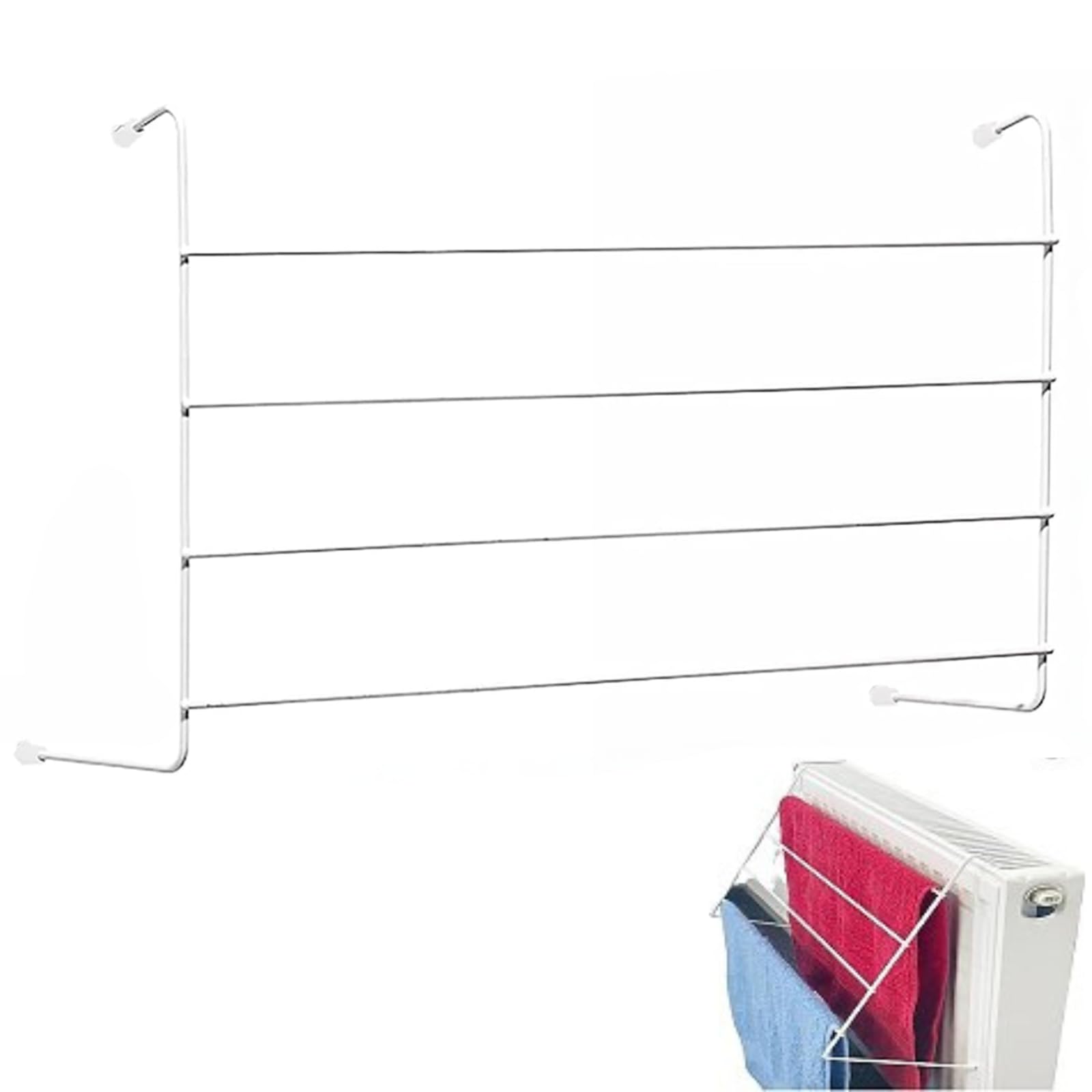 DOFFITAX 4 Bar Radiator Airer Clothes Drying Rack Rail Indoor Laundry Dryer Towel Holder Over Radiator Space Saving Clothes Airer White (Pack of 3)