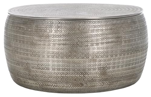 SAFAVIEH Home Collection Apoline Antique Silver Drum Storage Coffee Table (Fully Assembled)