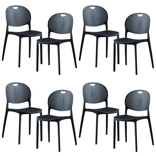 Image of Dream Furnishing - Set of 8 Stackable Dinning Chairs for Home Cafe Office Hotel for Indoor and Outdoor Patio (Black Set of 8)