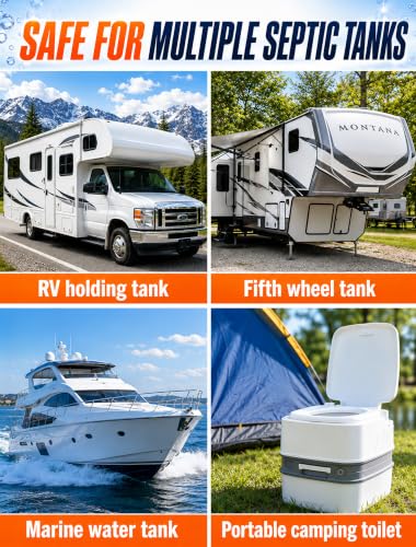 Image of Eazy2hD 50 Packs RV Toilet Treatment, Pre-measured Black Water Holding Tank Deodorizer - Breaks Down Waste & Paper, Drop Ins Porta Potty Chemicals, Prevent clogs & Eliminate Odor for Camper, Orange