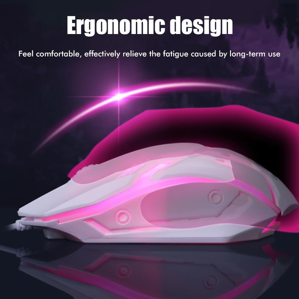 LED Backlit Gaming Keyboard and Mouse Combo, for PC Desktop Laptop, Colorful Glowing Mouse and Fast Response Velocity (Black)