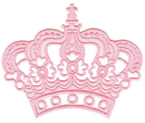 1 X Pink Crown Princess Queen Sew-on Iron-on Patches Embroidered Applique Kids Baby Clothes