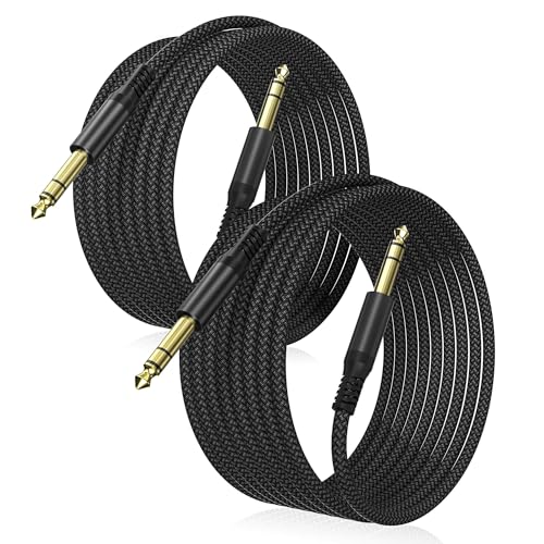 Elebase 6,35mm TRS Gitarrenkabel 3M 2St&uuml;ck,1/4' Stecker Stereo Instrumentenkabel,Nylon Geflochten 6.3mm Klinke auf 6.3mm Klinke Audio Kabel L&auml;rmschutz f&uuml;r Verst&auml;rker Gitarre, Bass, Tasteninstrument