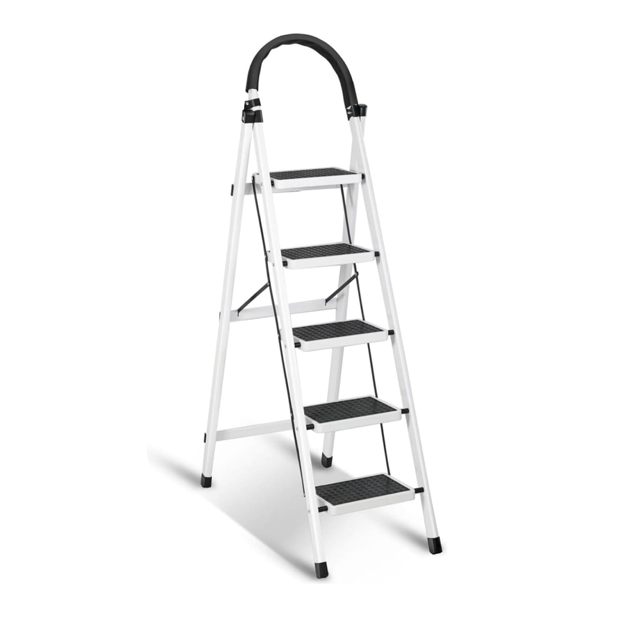 Sulfar Foldable 5-Step Ladder With Wide Anti-Slip Pedal - Sturdy Steel Folding Step Stool for Home, Kitchen, Garden, Office - Adults-image-9