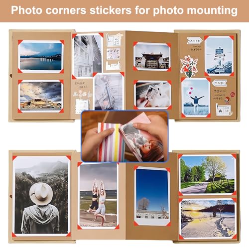 Leeres Buch zum Einkleben, 12×18CM Kraftpapier Hardcover Fotoalben, Klein Fotobuch zum Einkleben, Faltbares Album, Photoalbum für Geburtstagsgeschenk Abschlussfeie Hochzeit Abschluss (34 Seiten)