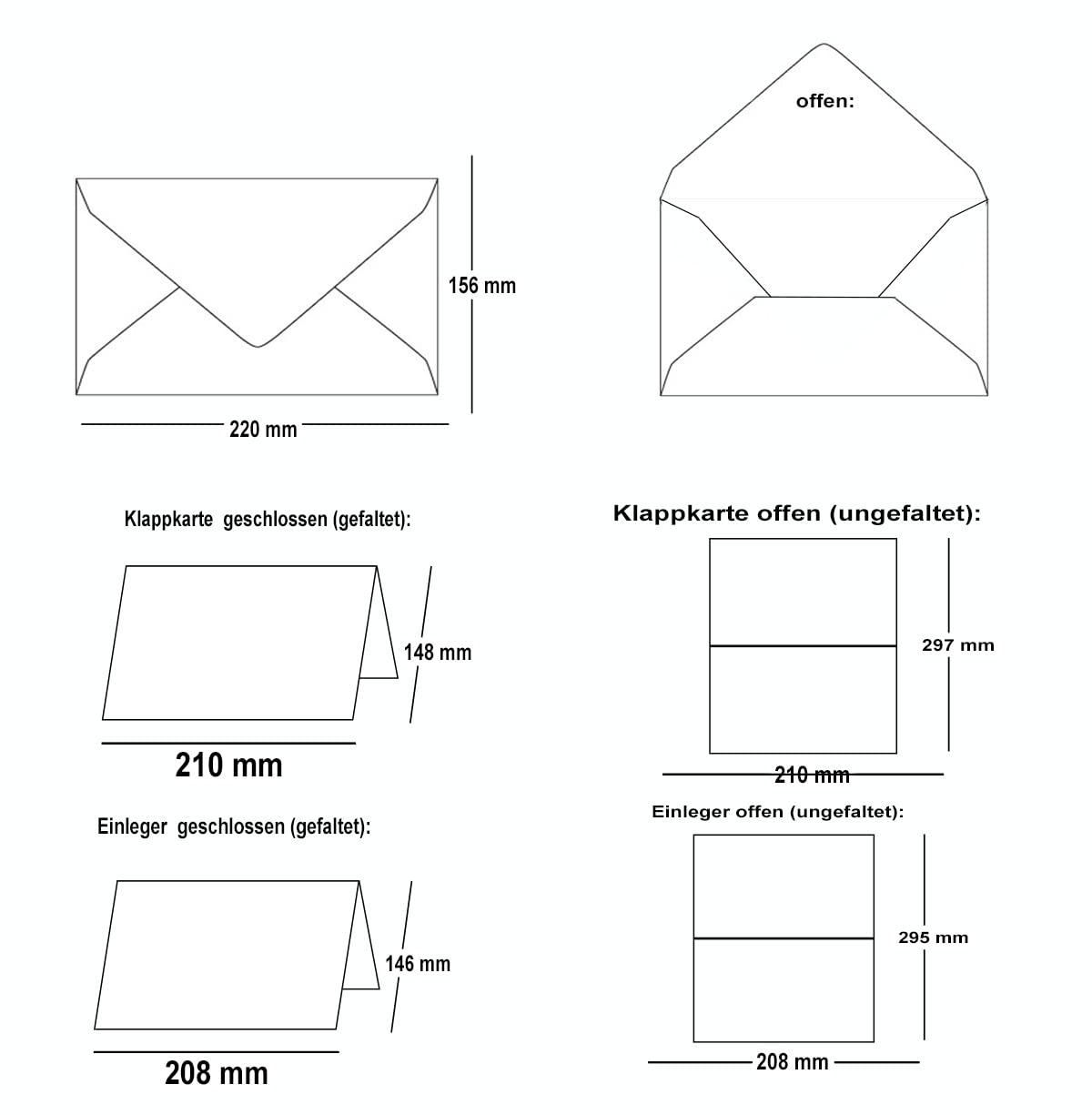 50x grünes Vintage Kraftpapier Falt-Karten SET mit Umschlägen und Einlegern DIN A5-21 x 14,8 cm - grün - Recycling - blanko