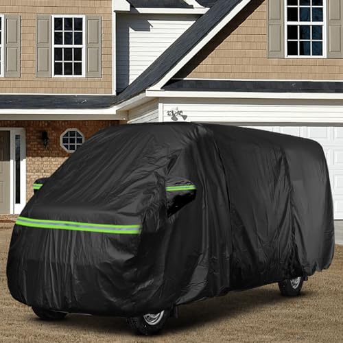Image of Federedevo Waterproof Full Van Cover for Transit LWB-EL 264 inch Lx120 H | Fits 148 inch WB Extended High Roof, Fits Roof AC Units, All Weather Shield