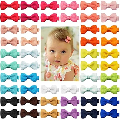 CÉLLOT Baby Hair Clips 50 Pieces 25 Colors in Pairs Baby Girls Fully Lined Baby Bows Hair Pins Tiny 2" Hair Bows Alligator Clips for Girls Infants Toddlers Cover