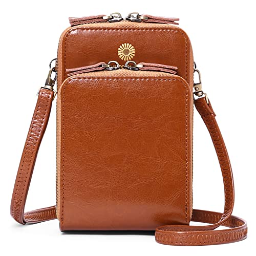 SENDEFN Petit portefeuille Femme sac à main de téléphone en Cuir Porte Monnaie sac à bandoulière avec des fentes pour carte de crédit pour femmes