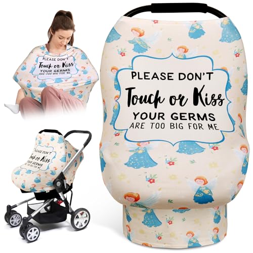 Image of Metplus No Touch Sign Car Seat Cover for Babies, Mom Nursing Covers Breastfeeding Scarf, Multi Use Infant Carseat Canopy for Newborn Carrier/Stroller/Shopping Cart, Baby Shower Gifts for Boy Girl