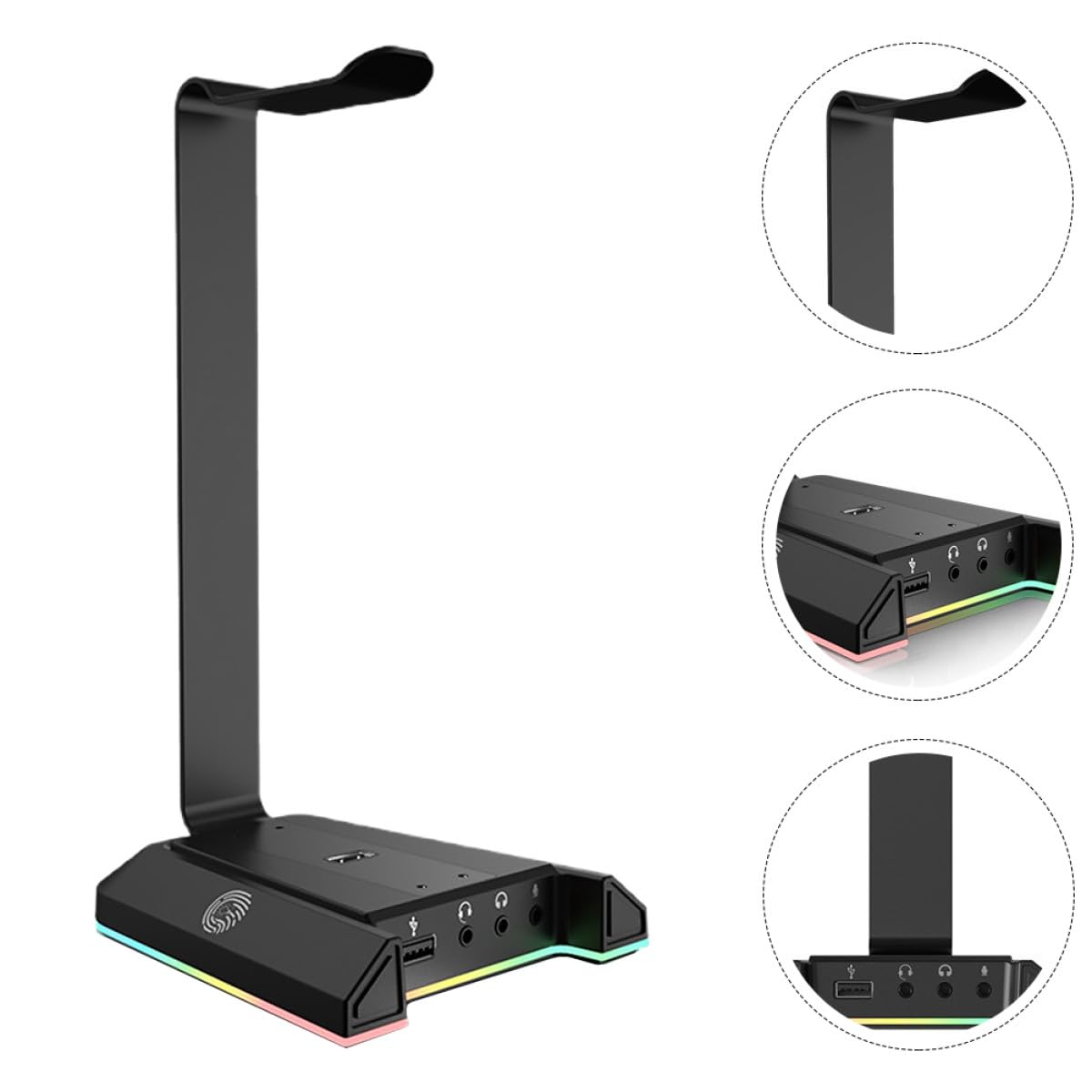 POPETPOP Supporto da Scrivania per Cuffie Gaming Abs Nero, Portatile | Trasmissione Dati ad Alta Velocità, Connettività per Telefono, Accessori Scrivania Gaming