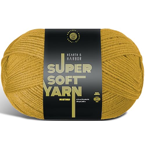 Image of Acrylic Yarn for Crocheting & Knitting - Soft Crochet Yarn for Crocheting, 370 Yards, Perfect for Crafts & Amigurumi, Medium Worsted Weight 4, Mustard