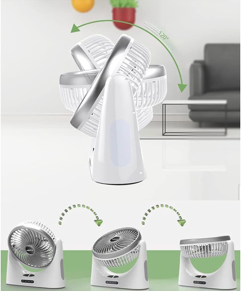 Small Fan USB Powered and Battery Operated Fan 3 Speeds Wind Small But Powerful for Home Bedroom Office Desktop Fan (Color : White) (White)