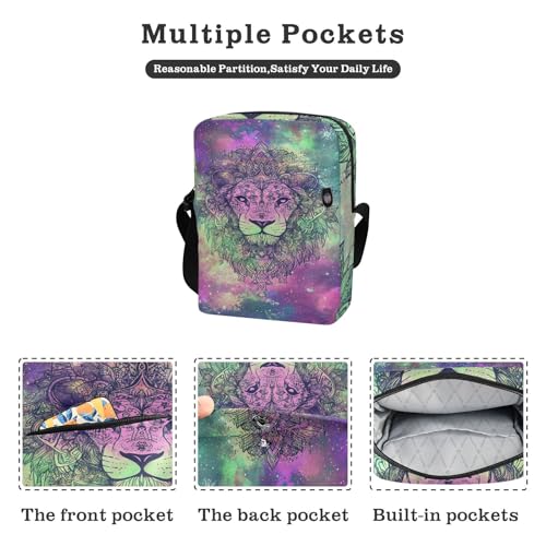Dream Bohemian Starry Lion messenger bag for men cross body bag Handbag For Travel Adjustable Strap for School Casual2