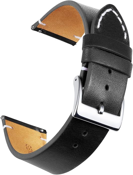 Genuine Leather Watch Straps Replacement Quick Release Watch Strap for Men Women 12mm 14mm 16mm 18mm 20mm 22mm 24mm Black/Brown/Light Brown/Orange