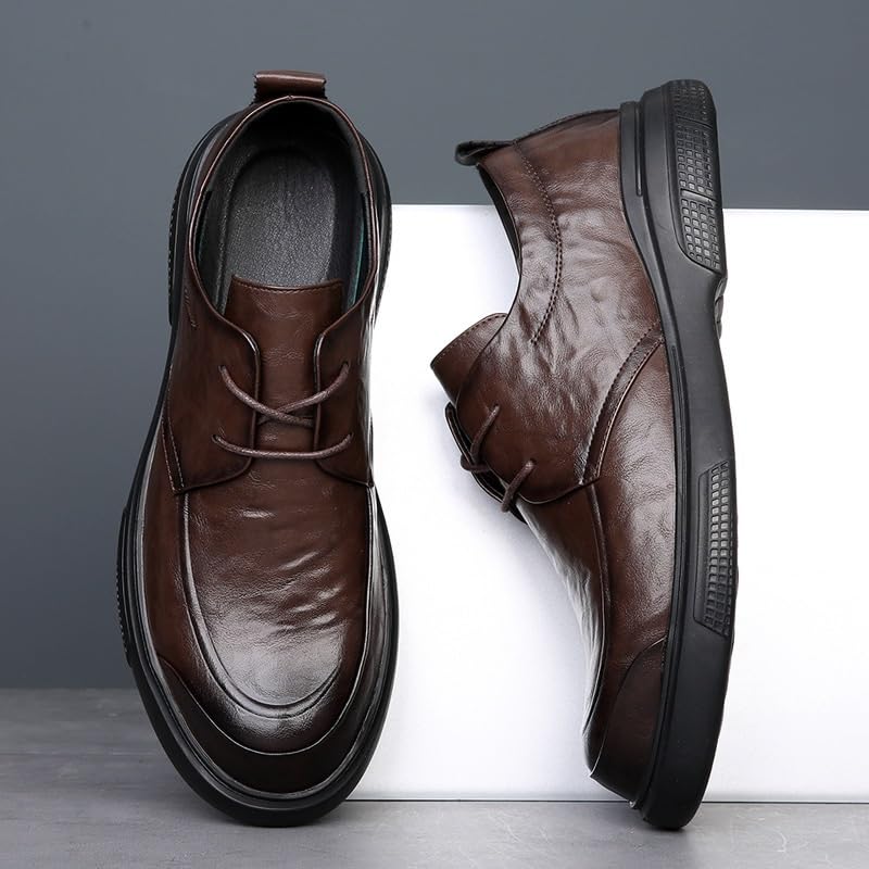 Men's Leather Oxford Dress Shoes Brogue Wingtip Retro Classic Lace-Up Low Derby Fashion Comfort Sole3