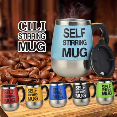 Image of Self Stirring Coffee Mug Cup - Funny Electric Stainless Steel Automatic Self Mixing & Spinning Home Office Travel Mixer Cup（green）