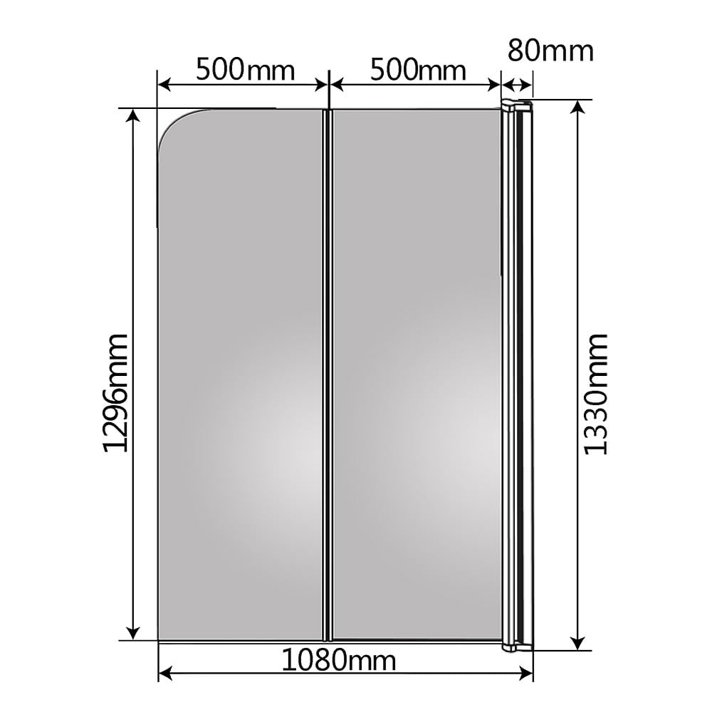 Mucola Duschwand für Badewanne Faltwand 3-teilig ESG Glas 133x108 cm Klar