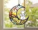LOVELYPOD Dog Ornament Suncatcher Memorial Gifts for Dog Lovers, A White with Wings Dog on Moon Window Hangings Suncatcher, Loss of Dog Sympathy Gift, Remembrance Gifts in Memory Dog (4 Inches)