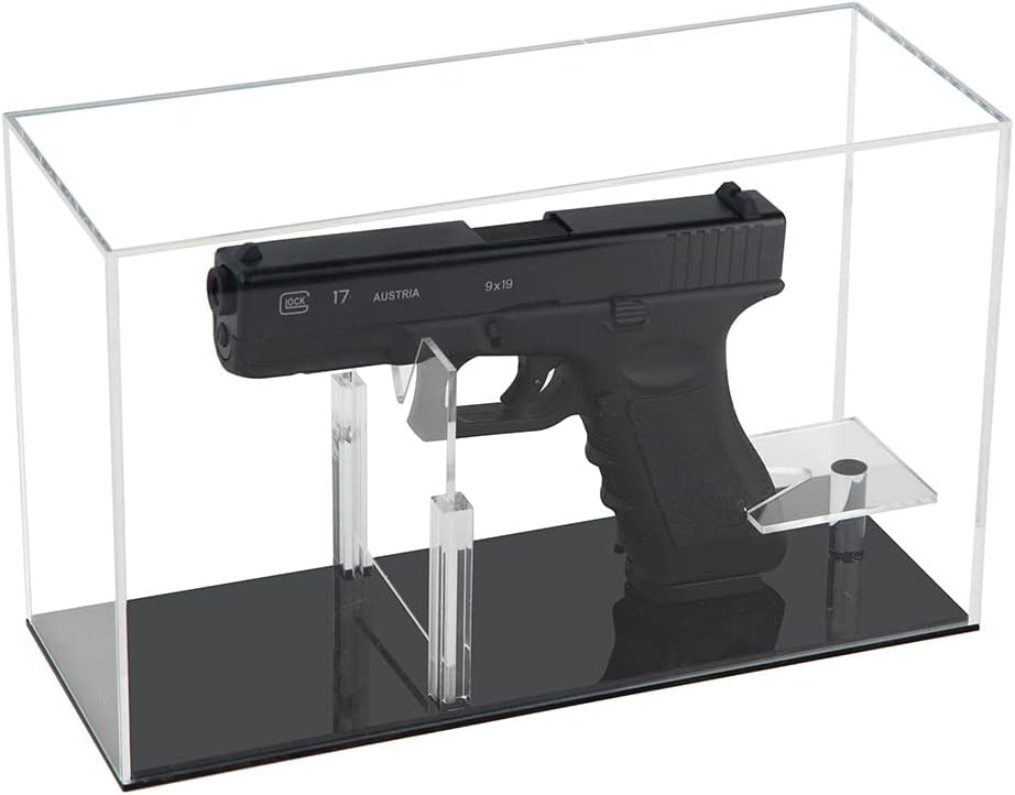 Gun Display Case Clear Adjustable Acrylic Pistol Box Handgun Revolver Display Case Stand Rack Holder Cabinet