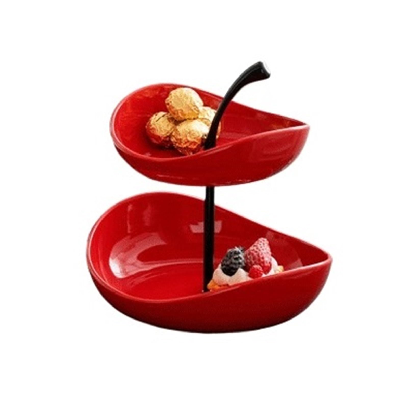 Hhaoran-9868 Tiered Serving Tray Minimalist Ceramic Two-tier/multi-tier Cake Stand, Living Room Coffee Table, Serving Platter, Candy Dish Cupcake Stand(Red,Large)