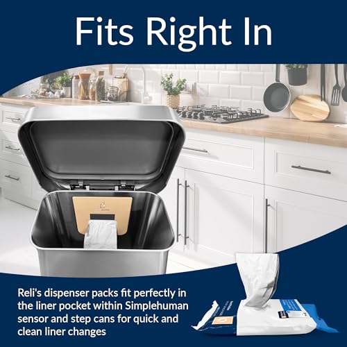 Reli. Custom Fit Q Trash Bags (120 Count) Fits Simplehuman Code Q Bags 50-65 L, 13-17 Gal | Drawstring Trash Bags | White 13 Gallon Trash Bags Drawstring | 25.25X32.75" (6 Packs) 1.2 Mil - 4