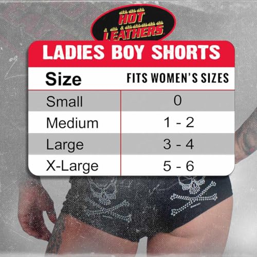 Boy shorts Hot Leathers Asphalt Angel para mujer en color negro talla grande 4