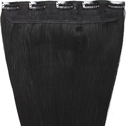 s-noilite 22" 55g 3/4 Full Head 1 Piece 5 Clips Clip in Remy Human Hair Extensions Silky Straight #1B Natural Black