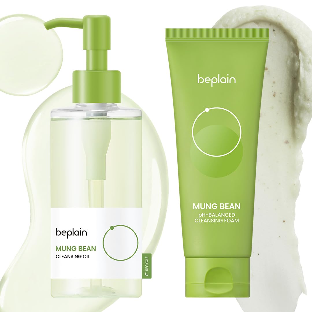 beplain Mung Bean Cleansing Oil(6.76fl.oz/200ml)| Fragrance-Free | Non-Comedogenic Tested| Makeup Blackhead Remover & Deep Pore Cleanser | Double