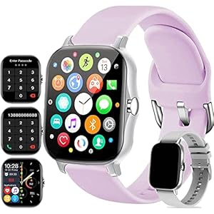 2023 Smartwatch mit Telefonfunktion, Bluetooth Antworten/Tätigen Anrufs Pulsuhr Blutdruck Sauerstoff Schrittzähler Schlaf Tracker, Smartwatch für Damen Herren für Android iOS Telefone (Lila)
