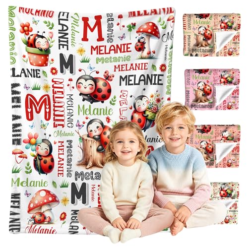 Image of Custom Ladybug Blanket for Boys Girls,Ultra Soft Personalized Gifts Baby Blanket,Customized Throw for Toddlers Newborn Stroller Crib,40 inchx50 inch
