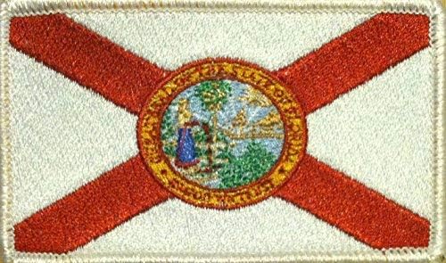 Bandera del estado de Florida bordada con parche de gancho y bucle MC Biker USA Morale táctico hombro emblema moral táctico #02 (borde blanco)