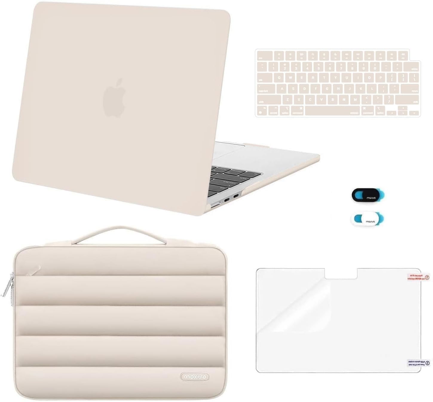 MOSISO Compatible with MacBook Air 13 inch Case 2025 2024 2023 2022 M4 A3240 M3 A3113 M2 A2681, Hard Case&Puffy Bag&Keyboard Cover&Webcam Cover&Screen Film for MacBook Air 13.6 inch Case, Sand MOSISO Compatible with MacBook Air 13 inch Case 2025 2024 2023 2022 M4 A3240 M3 A3113 M2 A2681, Hard Case&Puffy Bag&Keyboard Cover&Webcam Cover&Screen Film for MacBook Air 13.6 inch Case, Sand