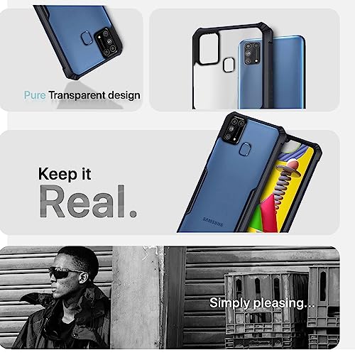 Image of Outlouders Back Cover for Samsung Galaxy M31 /M31 Prime /F41 | Ultra Hybrid Transparent | Full Camera Protection | Raised Edge | Crystal Clear Bumper Case (Black)