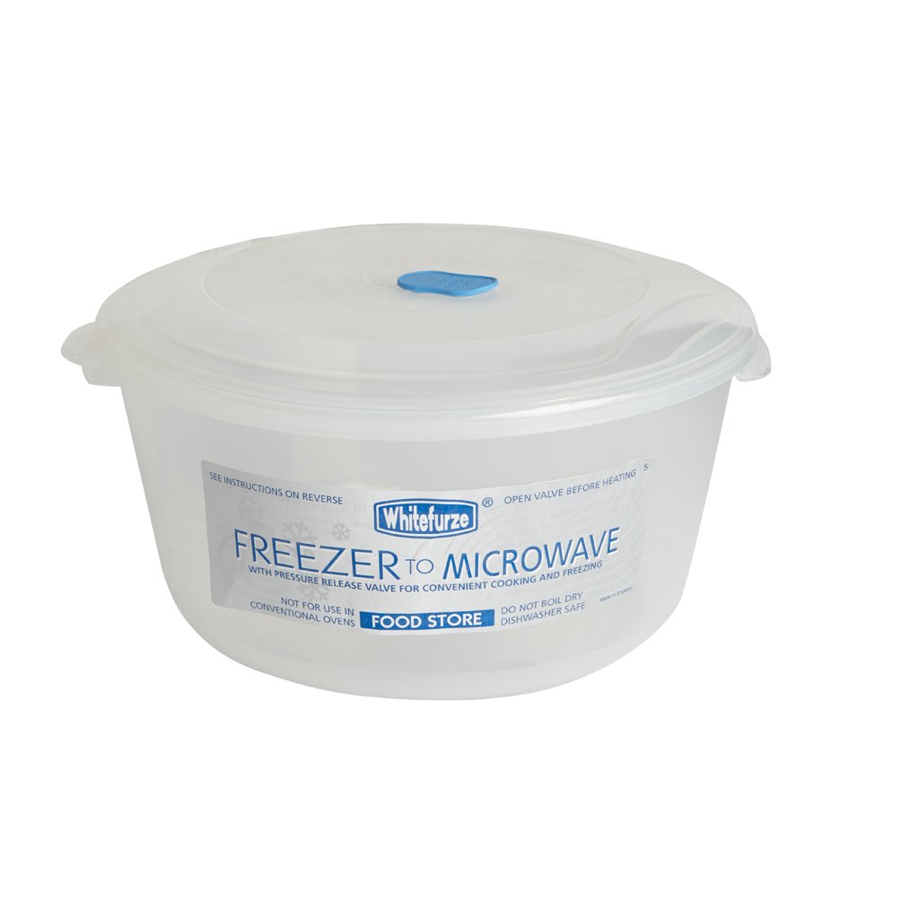 Whitefurze Plastic 3.08L Round Freezer to Microwave Food Storage Container