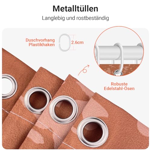 Lerores Shower Curtain, 200 x 200 cm, Leaves Line, Weighted Hem, Anti-Mould Textile, Water-Repellent - Image 4