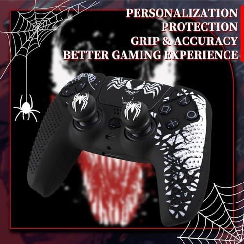Image of Anti-Slip Cover Compatible with PS5 Controller, Silicone Skin & Grip Cover with Thumb Grips, Touchpad Sticker - Protective Case /Non-Slip PS 5 Controller Accessories Kit (Venom Edition)