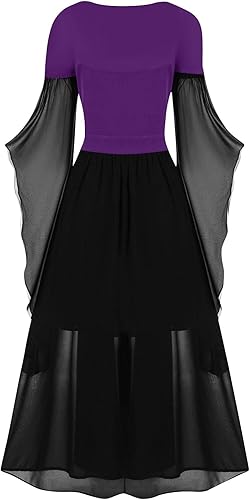 Vista 3 de Womens Renaissance Cosplay Costume Boho Set Gothic High Waist Gown Dress Halloween Dress Medieval Irish Over Dress