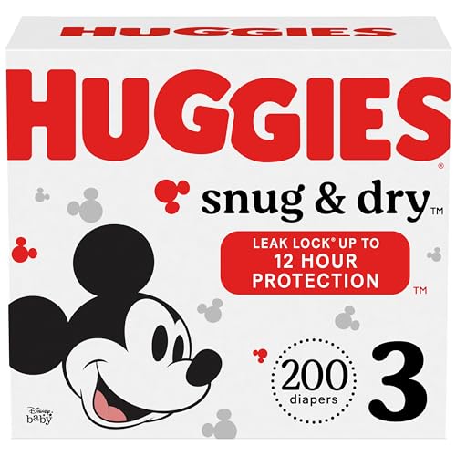 Image of Huggies Size 3 Diapers, Snug & Dry Baby Diapers, Size 3 (16-28 lbs), 200 Count (4 Packs of 50), Packaging May Vary