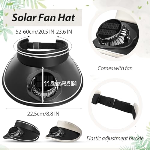 Image of Solar Fan Hat Men and Women Sun Visor Wide Brim Cooling Hat for Outdoor Summer Camping Beach Fishing, USB & Solar Powered
