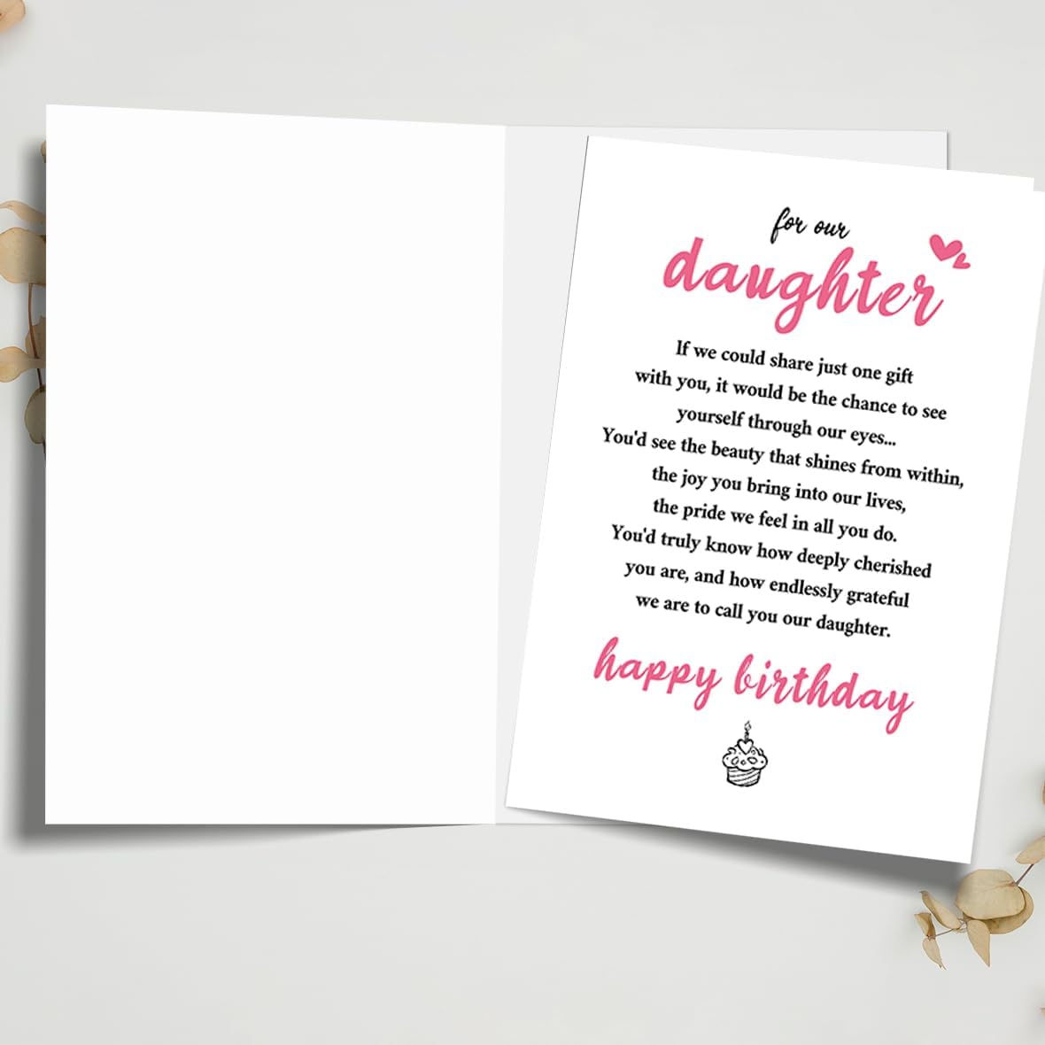 Daughter Birthday Card from Mom and Dad with Pink Envelope - Heartfelt Birthday Greeting Card for Daughter - 7.1x5.3 Inch Premium Quality Card, Double- Sided Design - Image 2