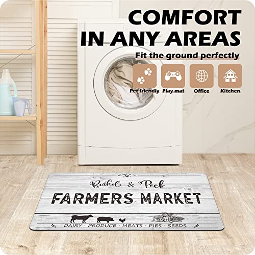 Farmhouse Anti-Fatigue Kitchen Rugs 2 Pieces Cow Rustic Farm Decor Kitchen Mats Pvc Leather Comfort Standing Kitchen Rug And Mats Set For Floor Kitchen Sink Office Laundry, 17.3X28+17.3X47 Grey #TOP4