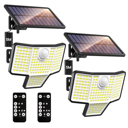 Quntis Outdoor Solar Lights, 189LED 1200LM Motion Sensor Light Outdoor with Remote, 3 Modes Flood Lights 270° Wide Angle, IP65 Waterproof Security Lights for Door Pathway Patio Garden Backyard, 2 Pack