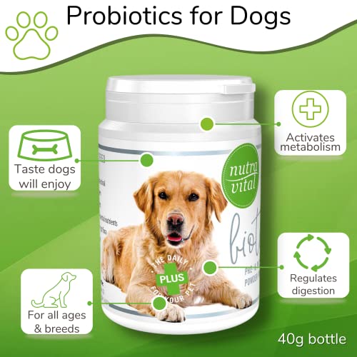 Nutravital Biotic Dog - Pre & Probiotics Powder For Dogs - Prebiotic & Probiotic Supplement For Gut Flora Digestive Health Bowel & Immune System Support - Functional Blend Veterinary Supplements #TOP1