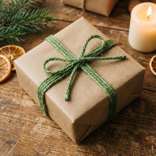 Image of SMART&CASUAL 2mm Natural Jute Twine String Thin for Craft Plant Garden Gift Wrapping Christmas Handmade Art Decoration Packing String Home Art Decoration (Leaf Green) (328 Ft (100M))