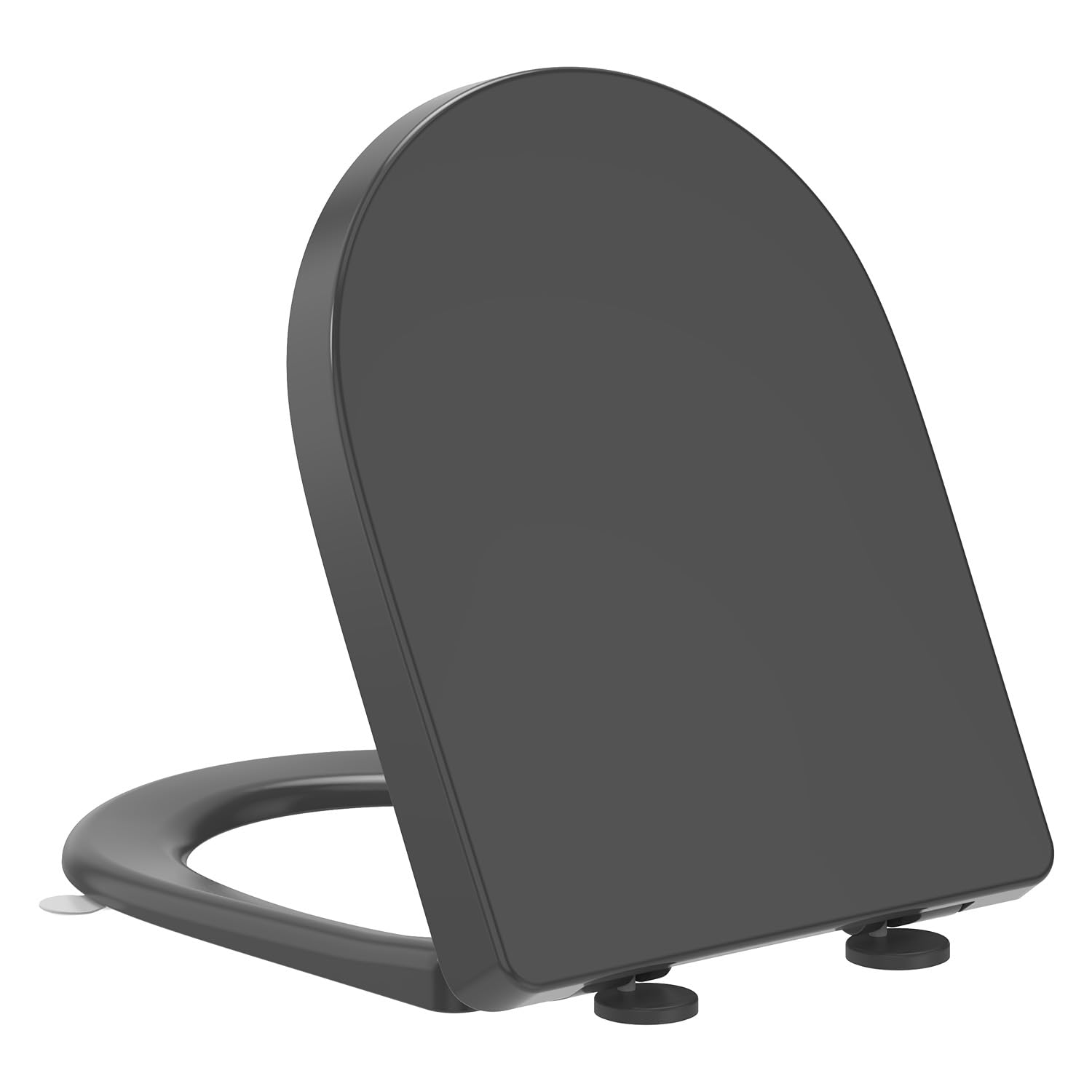 Yeaupe Pro Grey Toilet Seat Soft Close D Shaped - Toulet Seats With Lid Lifter,Quick Release For Easy Clean,Pp Loo Toulet For Bathroom Bowl With Adjustable Hinges,Anti-Slip,Universal Fit,45* 36*5Cm